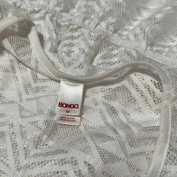 Bongo Y2K White Mesh Neon Tassels Cover Up M - Picture 5 of 6